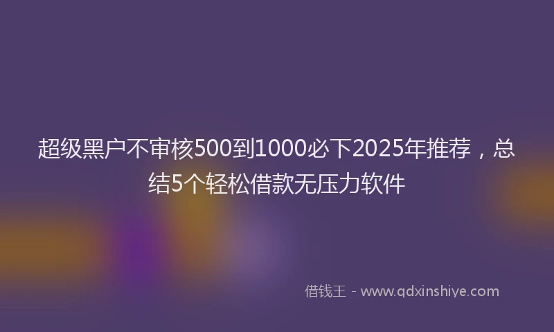 超级黑户不审核500到1000必下2025年推荐，总结5个轻松借款无压力软件