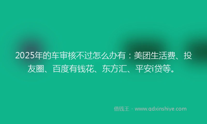 2025年的车审核不过怎么办有：美团生活费、投友圈、百度有钱花、东方汇、平安i贷等。