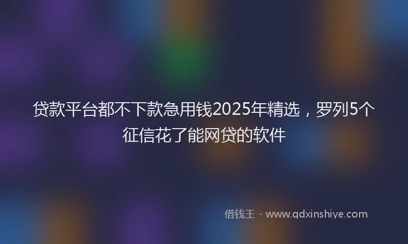 贷款平台都不下款急用钱2025年精选，罗列5个征信花了能网贷的软件