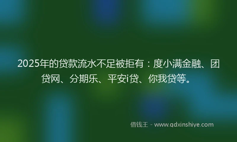 2025年的贷款流水不足被拒有：度小满金融、团贷网、分期乐、平安i贷、你我贷等。