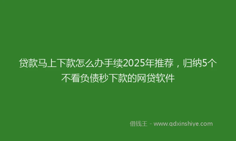 贷款马上下款怎么办手续2025年推荐，归纳5个不看负债秒下款的网贷软件