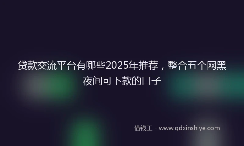 贷款交流平台有哪些2025年推荐，整合五个网黑夜间可下款的口子