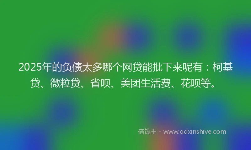 2025年的负债太多哪个网贷能批下来呢有：柯基贷、微粒贷、省呗、美团生活费、花呗等。