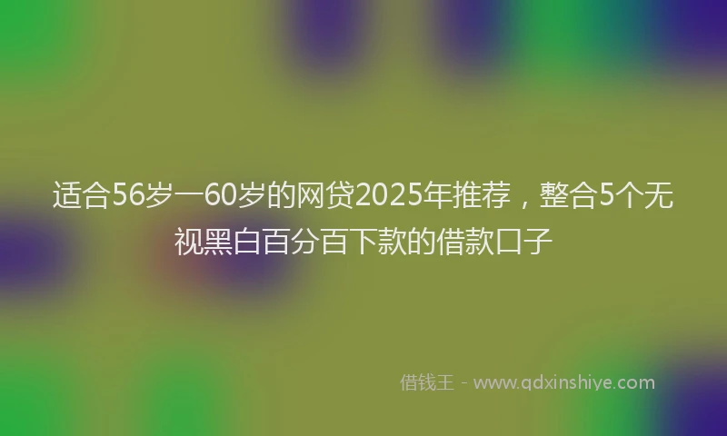适合56岁一60岁的网贷2025年推荐，整合5个无视黑白百分百下款的借款口子