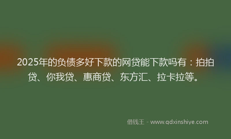 2025年的负债多好下款的网贷能下款吗有：拍拍贷、你我贷、惠商贷、东方汇、拉卡拉等。