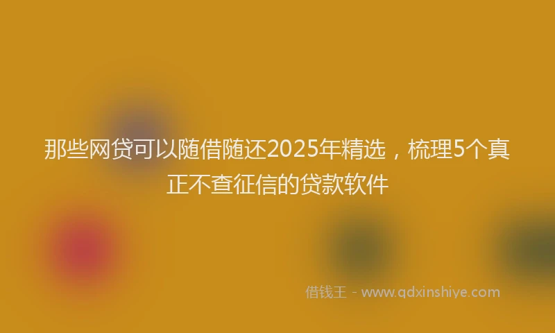 那些网贷可以随借随还2025年精选，梳理5个真正不查征信的贷款软件