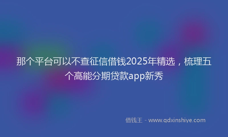 那个平台可以不查征信借钱2025年精选，梳理五个高能分期贷款app新秀