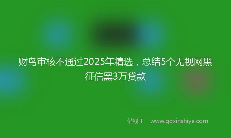 财鸟审核不通过2025年精选，总结5个无视网黑征信黑3万贷款