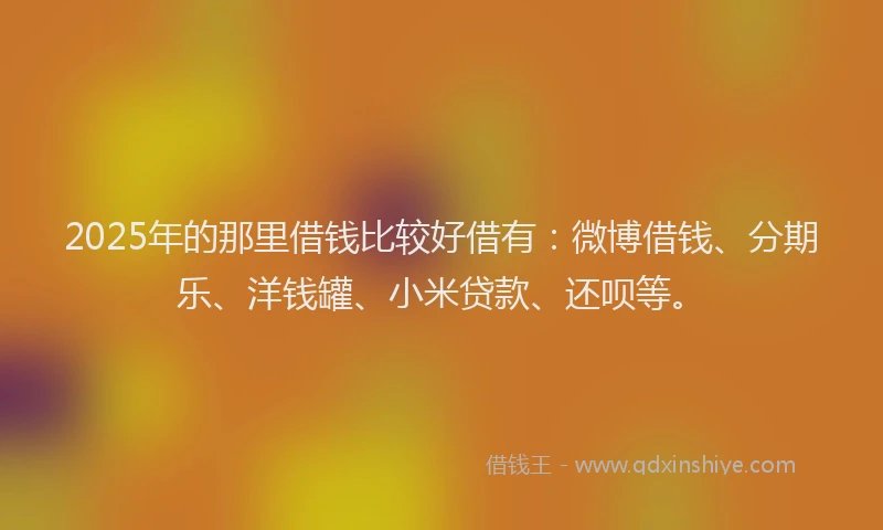 2025年的那里借钱比较好借有：微博借钱、分期乐、洋钱罐、小米贷款、还呗等。