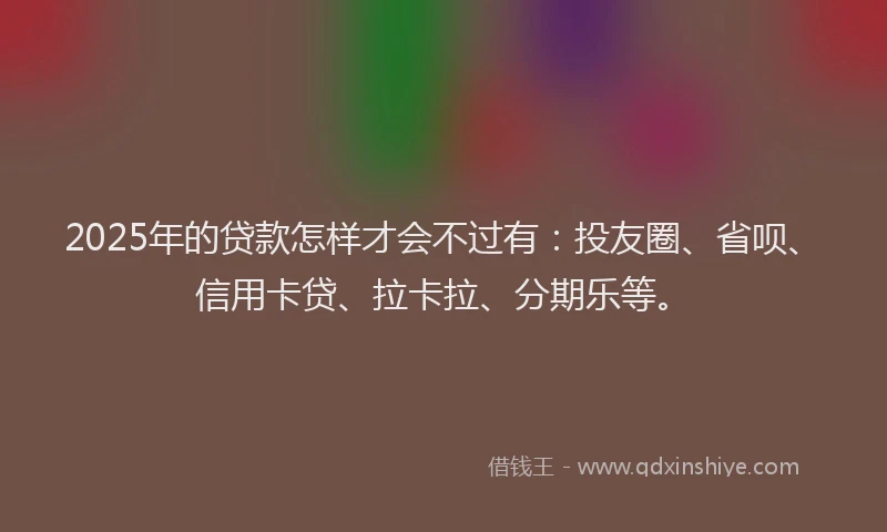 2025年的贷款怎样才会不过有：投友圈、省呗、信用卡贷、拉卡拉、分期乐等。