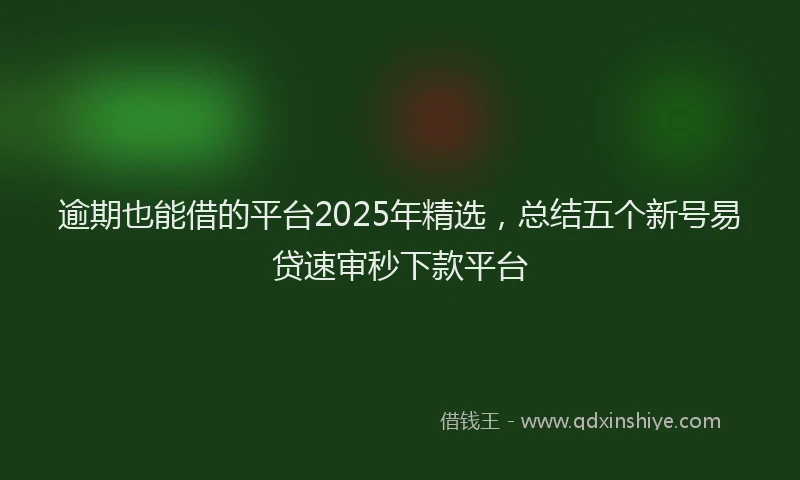 逾期也能借的平台2025年精选，总结五个新号易贷速审秒下款平台