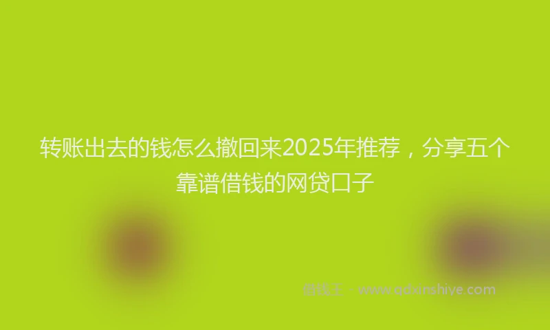 转账出去的钱怎么撤回来2025年推荐，分享五个靠谱借钱的网贷口子