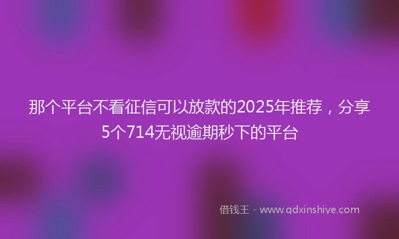 那个平台不看征信可以放款的2025年推荐，分享5个714无视逾期秒下的平台