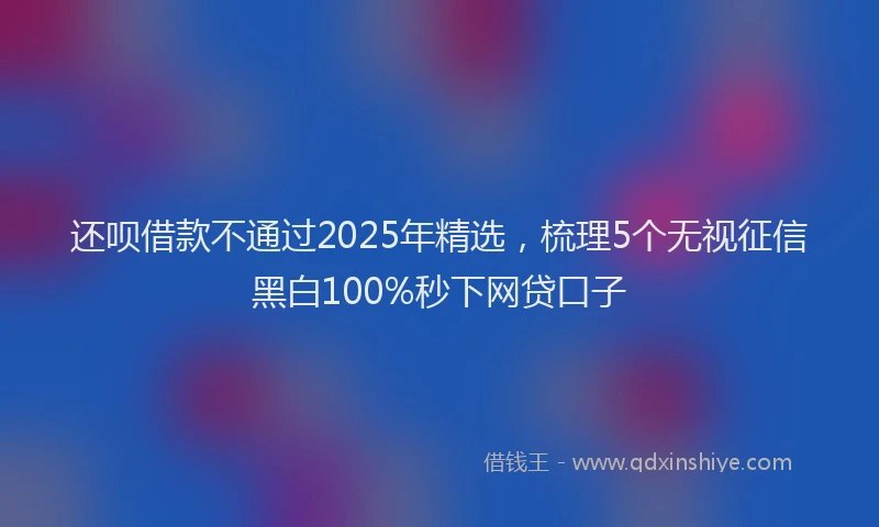 还呗借款不通过2025年精选，梳理5个无视征信黑白100%秒下网贷口子