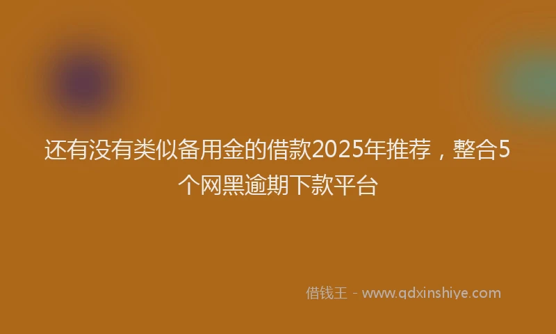 还有没有类似备用金的借款2025年推荐，整合5个网黑逾期下款平台