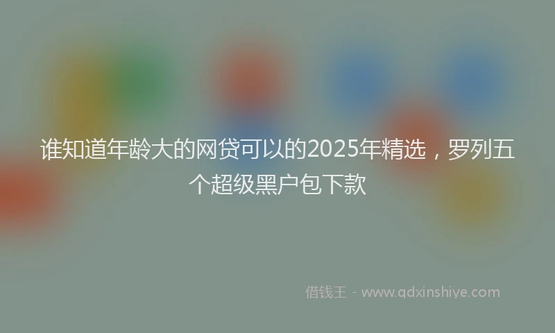 谁知道年龄大的网贷可以的2025年精选，罗列五个超级黑户包下款