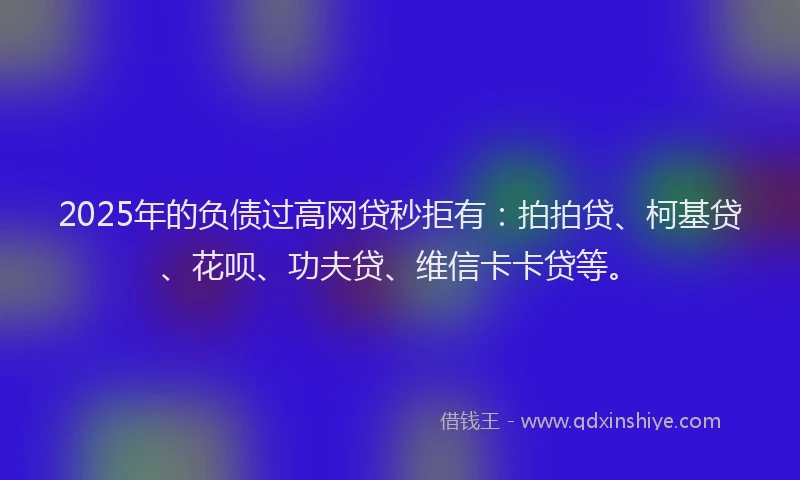 2025年的负债过高网贷秒拒有：拍拍贷、柯基贷、花呗、功夫贷、维信卡卡贷等。