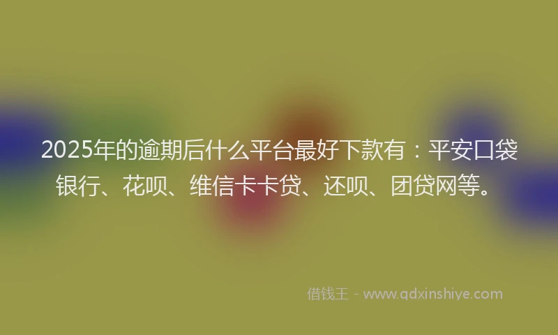 2025年的逾期后什么平台最好下款有：平安口袋银行、花呗、维信卡卡贷、还呗、团贷网等。