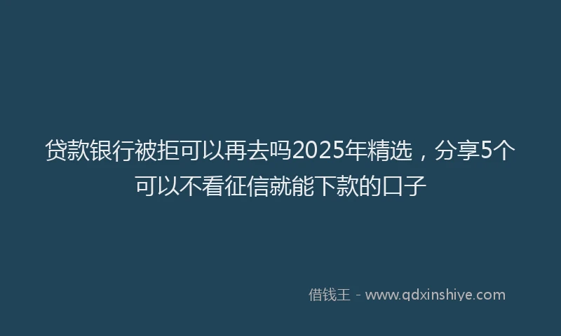贷款银行被拒可以再去吗2025年精选，分享5个可以不看征信就能下款的口子