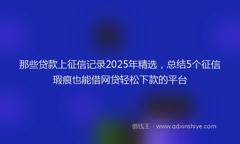 那些贷款上征信记录2025年精选，总结5个征信瑕疵也能借网贷轻松下款的平台