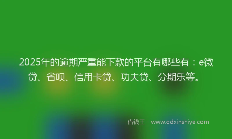 2025年的逾期严重能下款的平台有哪些有：e微贷、省呗、信用卡贷、功夫贷、分期乐等。