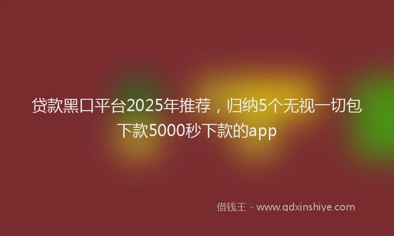 贷款黑口平台2025年推荐，归纳5个无视一切包下款5000秒下款的app