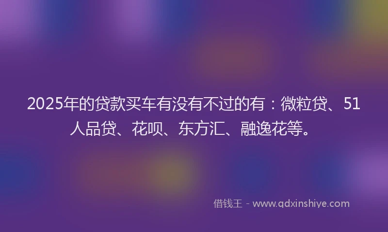 2025年的贷款买车有没有不过的有：微粒贷、51人品贷、花呗、东方汇、融逸花等。