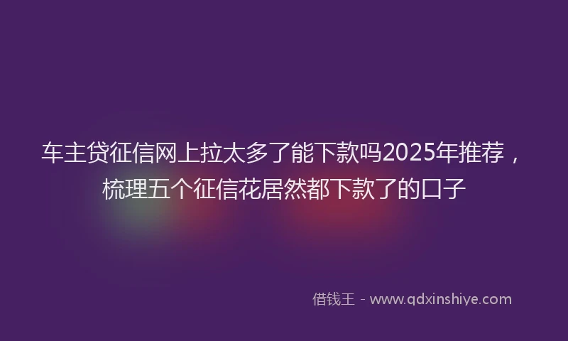 车主贷征信网上拉太多了能下款吗2025年推荐，梳理五个征信花居然都下款了的口子