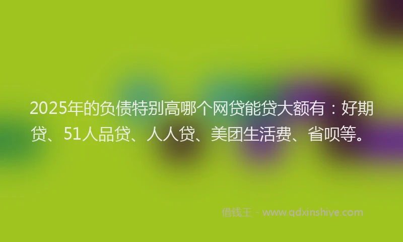 2025年的负债特别高哪个网贷能贷大额有：好期贷、51人品贷、人人贷、美团生活费、省呗等。