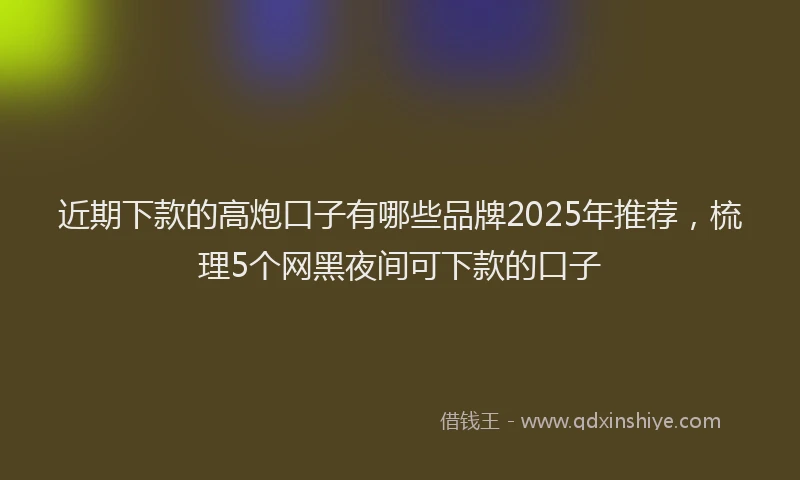 近期下款的高炮口子有哪些品牌2025年推荐，梳理5个网黑夜间可下款的口子