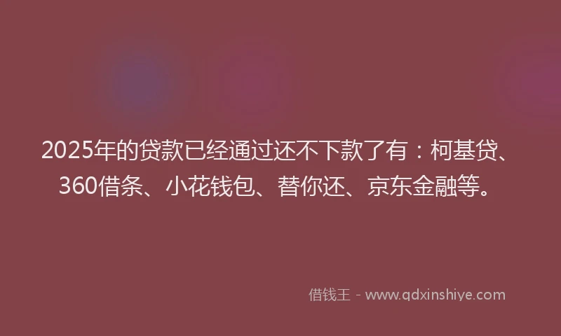 2025年的贷款已经通过还不下款了有：柯基贷、360借条、小花钱包、替你还、京东金融等。