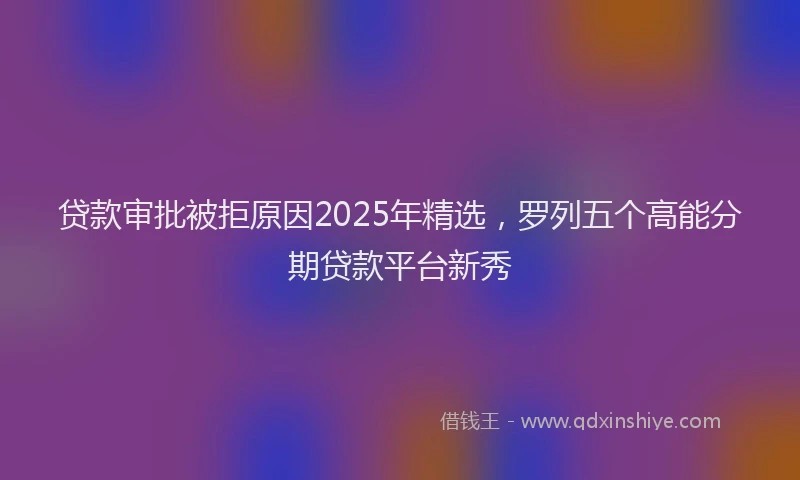 贷款审批被拒原因2025年精选，罗列五个高能分期贷款平台新秀