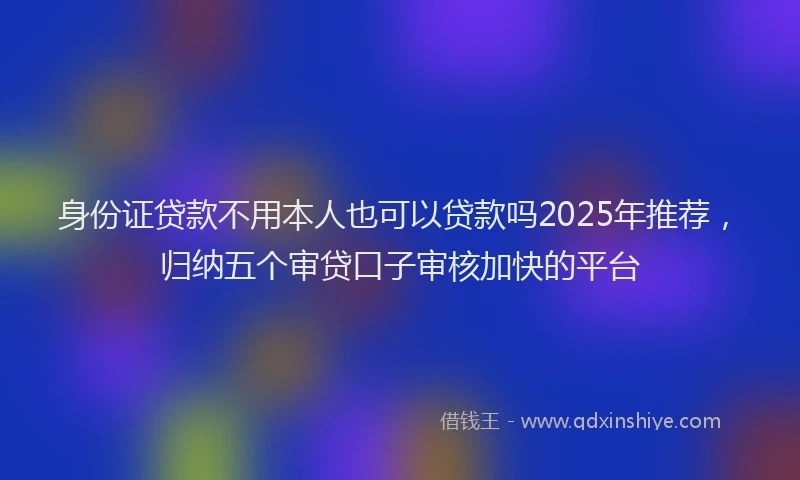 身份证贷款不用本人也可以贷款吗2025年推荐，归纳五个审贷口子审核加快的平台