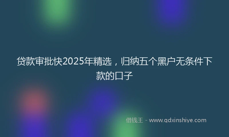 贷款审批快2025年精选，归纳五个黑户无条件下款的口子