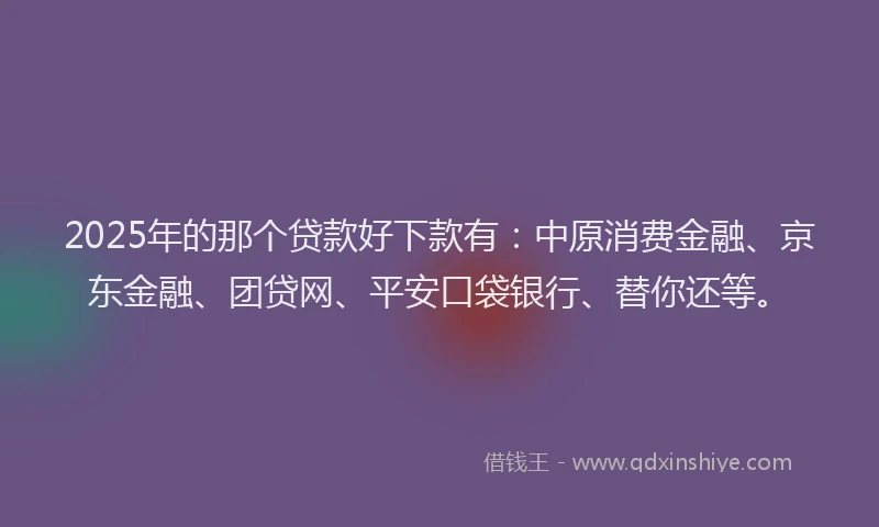 2025年的那个贷款好下款有：中原消费金融、京东金融、团贷网、平安口袋银行、替你还等。