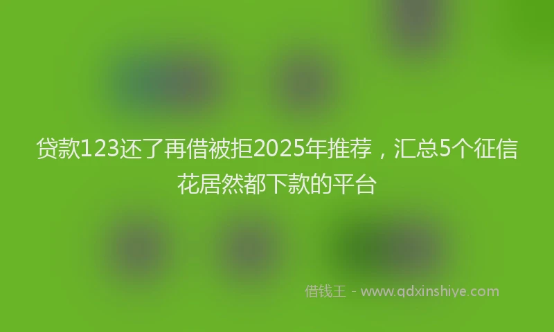 贷款123还了再借被拒2025年推荐，汇总5个征信花居然都下款的平台