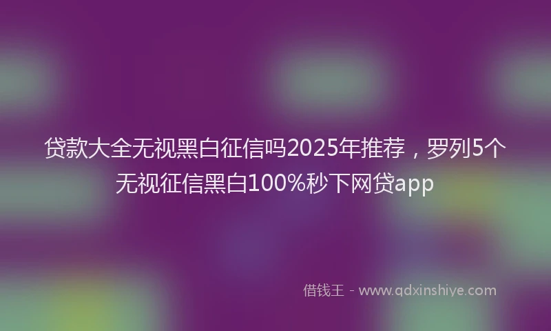 贷款大全无视黑白征信吗2025年推荐，罗列5个无视征信黑白100%秒下网贷app