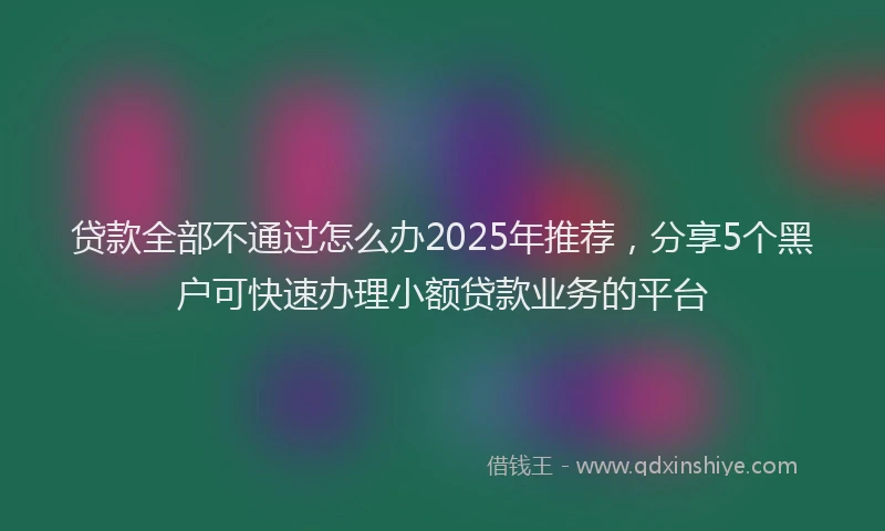 贷款全部不通过怎么办2025年推荐，分享5个黑户可快速办理小额贷款业务的平台