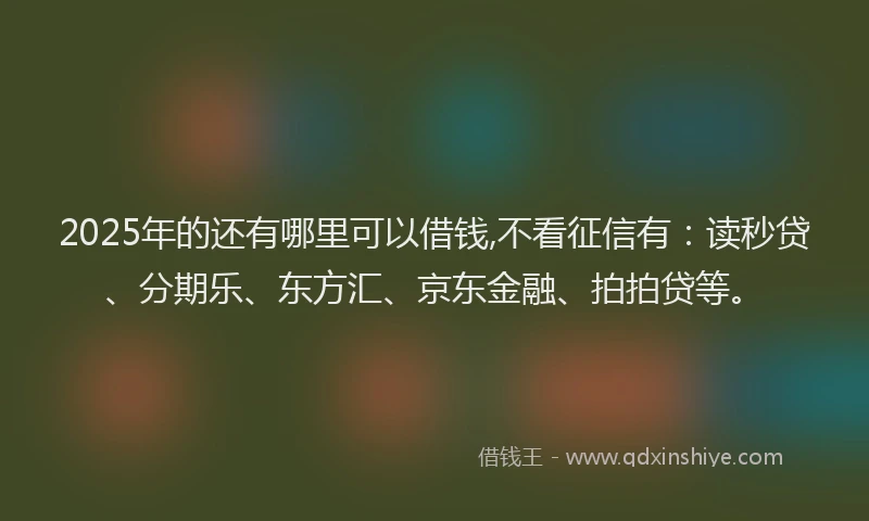 2025年的还有哪里可以借钱,不看征信有：读秒贷、分期乐、东方汇、京东金融、拍拍贷等。