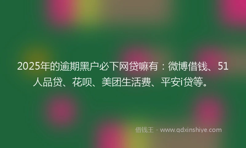 2025年的逾期黑户必下网贷嘛有：微博借钱、51人品贷、花呗、美团生活费、平安i贷等。