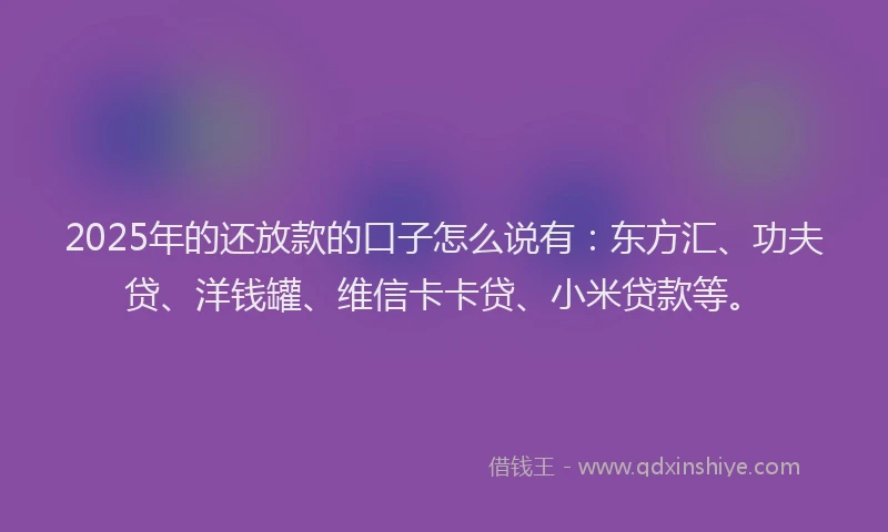 2025年的还放款的口子怎么说有：东方汇、功夫贷、洋钱罐、维信卡卡贷、小米贷款等。