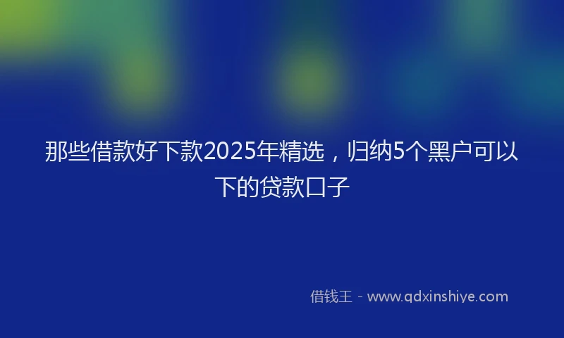 那些借款好下款2025年精选，归纳5个黑户可以下的贷款口子