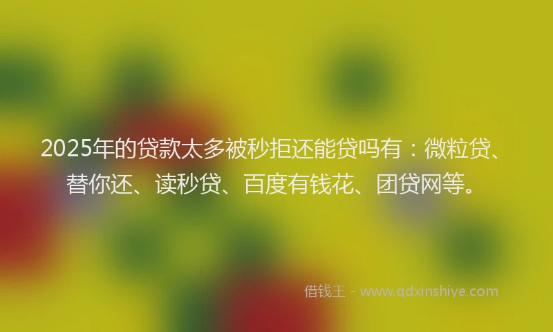 2025年的贷款太多被秒拒还能贷吗有：微粒贷、替你还、读秒贷、百度有钱花、团贷网等。