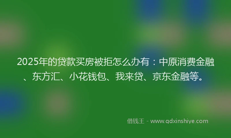 2025年的贷款买房被拒怎么办有：中原消费金融、东方汇、小花钱包、我来贷、京东金融等。