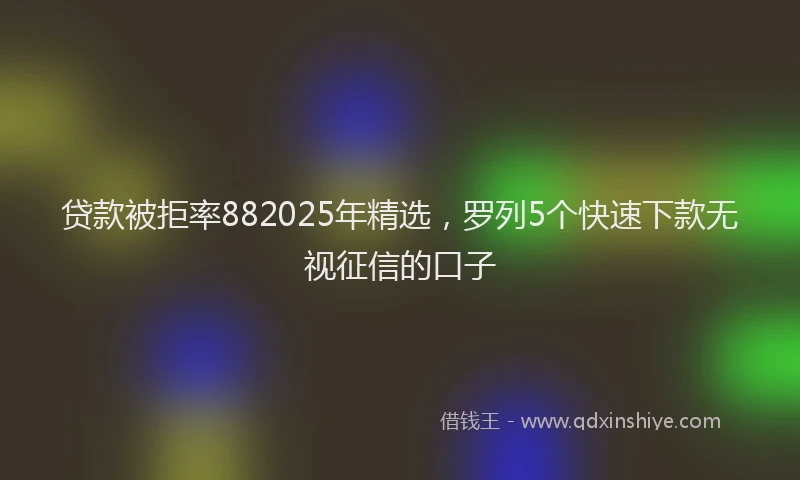 贷款被拒率882025年精选，罗列5个快速下款无视征信的口子