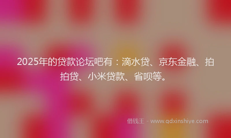 2025年的贷款论坛吧有：滴水贷、京东金融、拍拍贷、小米贷款、省呗等。