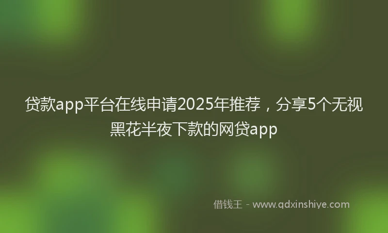 贷款app平台在线申请2025年推荐，分享5个无视黑花半夜下款的网贷app