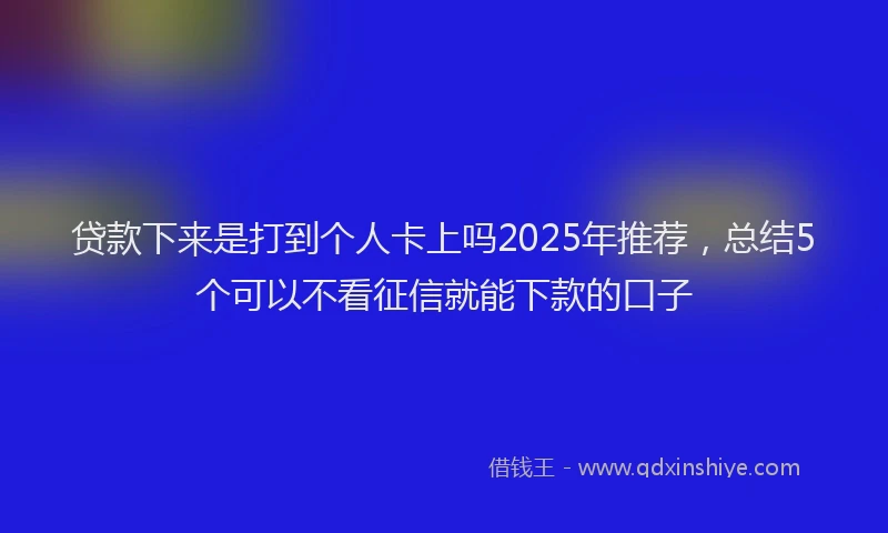 贷款下来是打到个人卡上吗2025年推荐，总结5个可以不看征信就能下款的口子