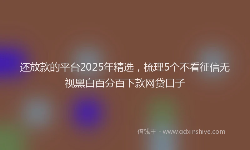 还放款的平台2025年精选，梳理5个不看征信无视黑白百分百下款网贷口子
