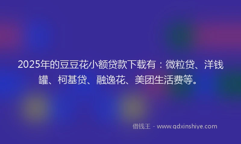 2025年的豆豆花小额贷款下载有：微粒贷、洋钱罐、柯基贷、融逸花、美团生活费等。